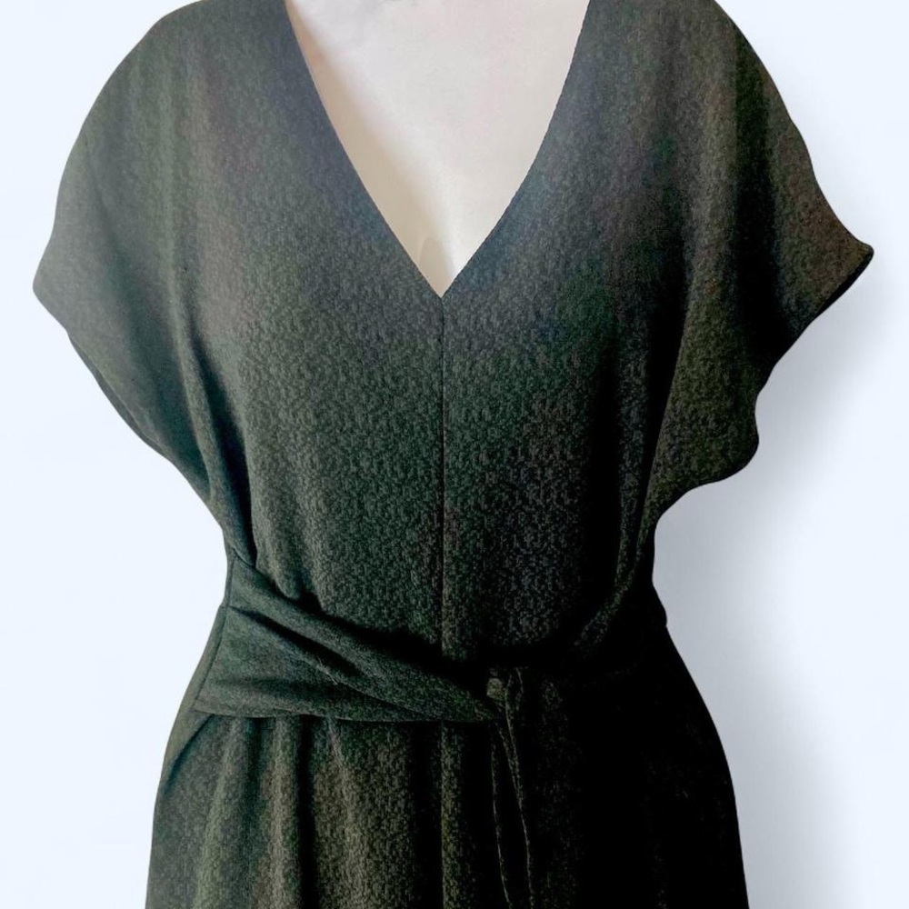 Black jumpsuit with tie waist and cap sleeves S wide pant leg Lush